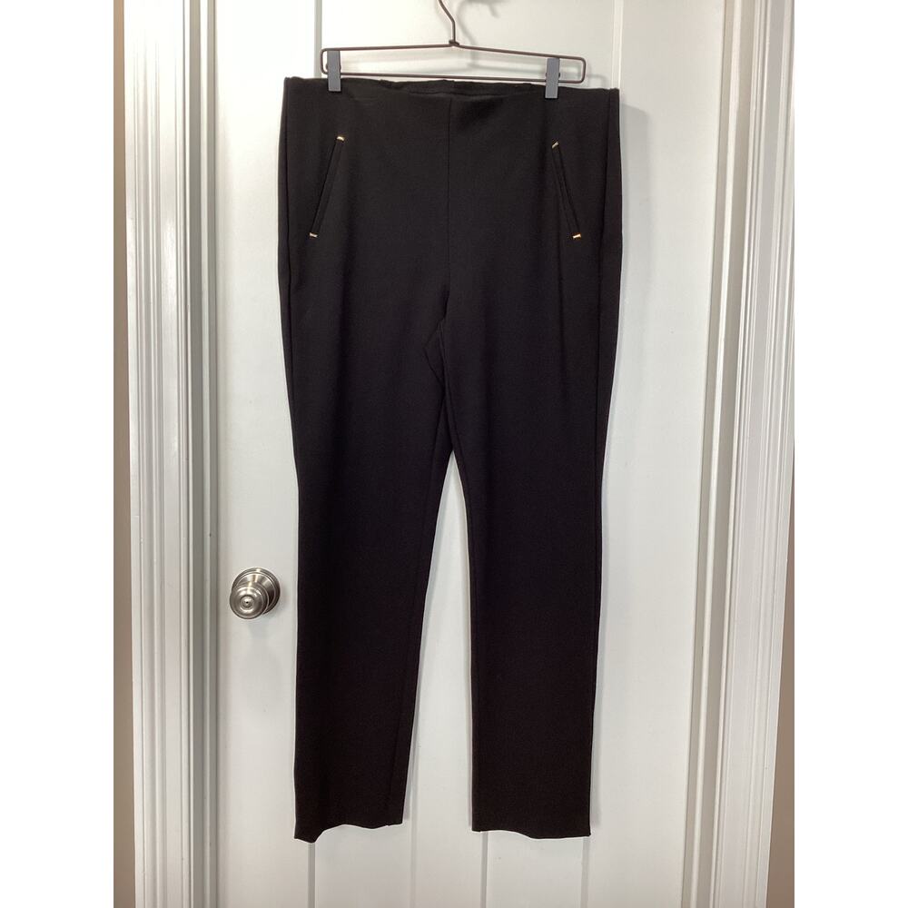 Chico's Women's‎ Juliet Slim Trim Detail Pull on Pants Black Size 2.5/ 14 us - Picture 2 of 11